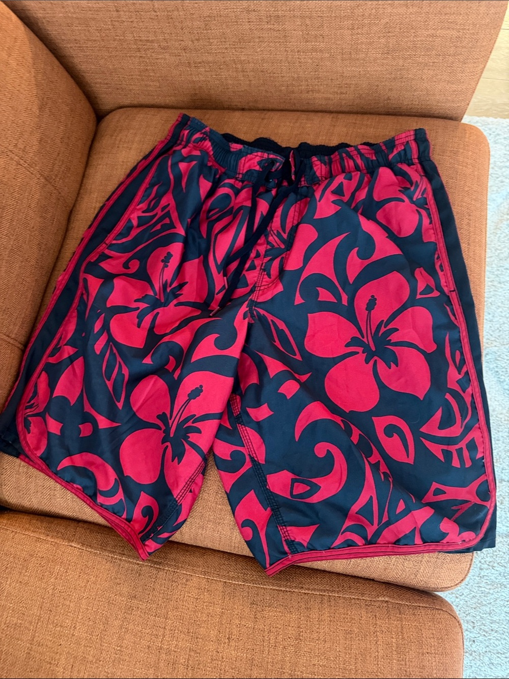 Speedo Navy and Red Floral Swim Board Shorts